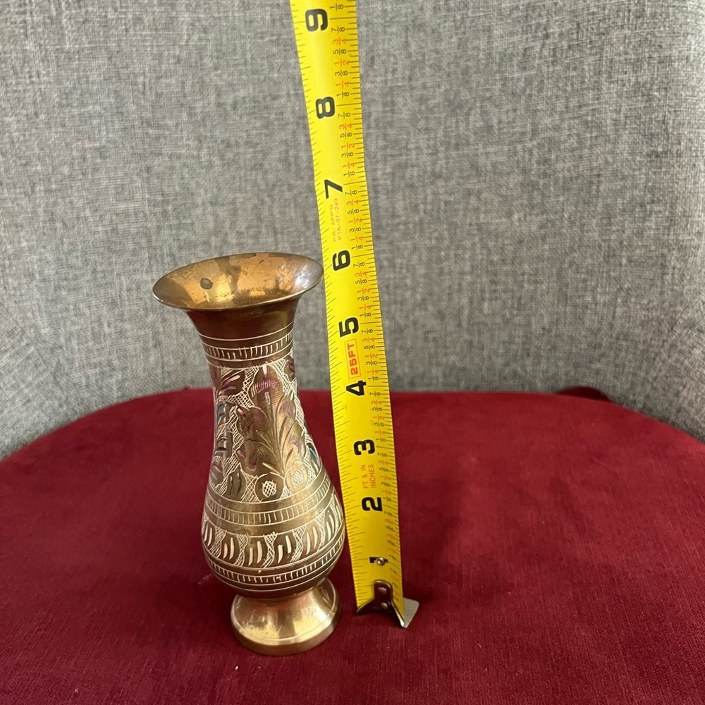 Painted Chissed Brass Soliflore Vase